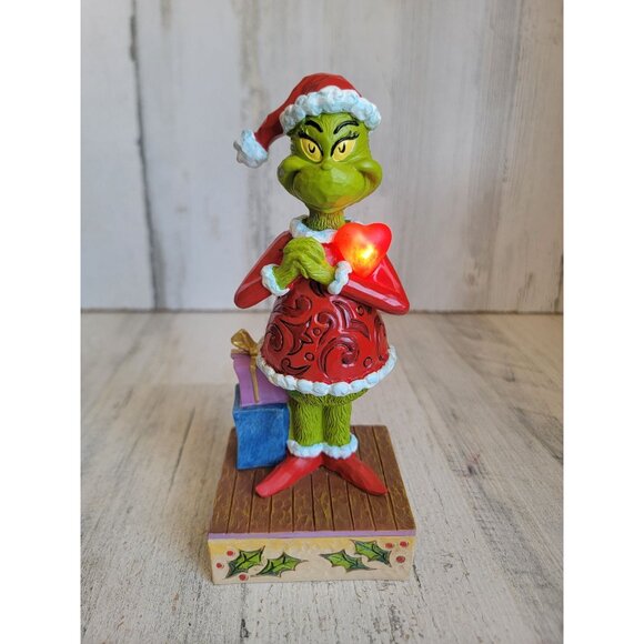 Jim Shore Grinch 6010782 light up heart Xmas figure decor Enesco - Picture 1 of 8